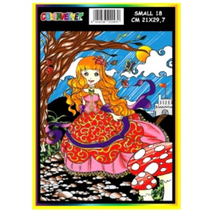 Quadro small con disegno in velluto da colorare: Principessa, 21x29,7cm