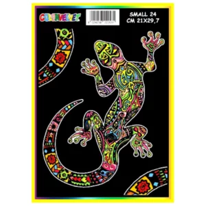 Quadro small con disegno in velluto da colorare: Salamandra, 21x29,7cm