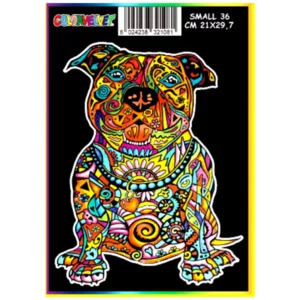 Quadro small con disegno in velluto da colorare: Pitbull, 21x29,7cm