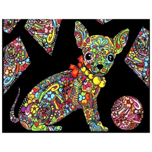 Quadro small con disegno in velluto da colorare: Chihuahua, 21x29,7cm