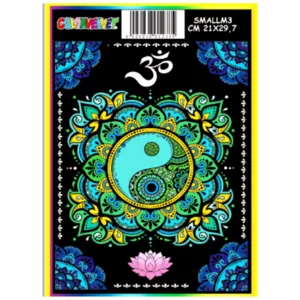 Quadro small con disegno in velluto da colorare: Mandala Yin Yang, 21x29,7cm