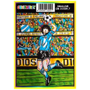 Quadro small con disegno in velluto da colorare: calciatore verticale, 21x29,7cm