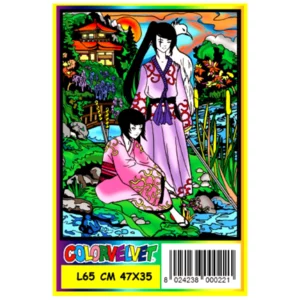 Quadro large con disegno in velluto da colorare: Samurai, 47x35cm