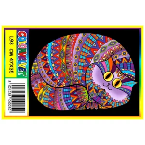 Quadro large con disegno in velluto da colorare: Stregatto, 47x35cm