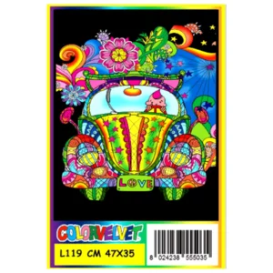 Quadro large con disegno in velluto da colorare: Maggiolone, 47x35cm