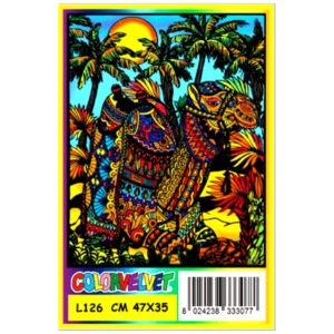 Quadro large con disegno in velluto da colorare: Cammello, 47x35cm