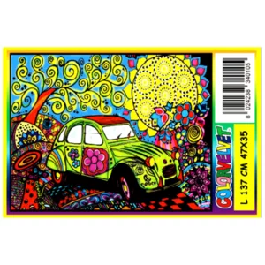 Quadro large con disegno in velluto da colorare: Maggiolino 2 cavalli, 47x35cm