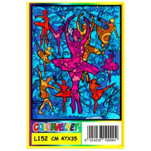 Quadro large con disegno in velluto da colorare: Dancer, 47x35cm