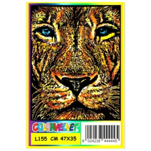 Quadro large con disegno in velluto da colorare: Leone Asiatico, 47x35cm