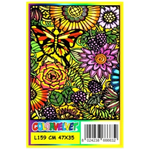 Quadro large con disegno in velluto da colorare: Flowers, 47x35cm