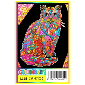 Quadro large con disegno in velluto da colorare: Gatto Siberiano, 47x35cm