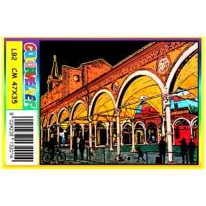 Quadro large con disegno in velluto da colorare: Portici Bologna, 47x35cm