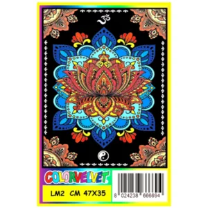 Quadro large con disegno in velluto da colorare: Mandala Loto, 47x35cm