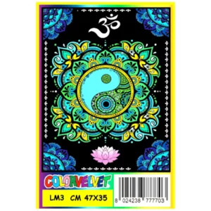 Quadro large con disegno in velluto da colorare: Mandala Yin e Yang, 47x35cm