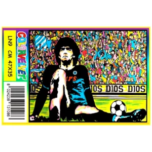 Quadro large con disegno in velluto da colorare: calciatore orizz., 47x35cm