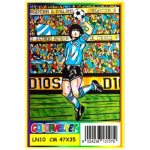 Quadro large con disegno in velluto da colorare: calciatore vert.., 47x35cm