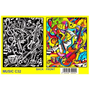 Raccoglitore con disegno in velluto da colorare, Musica, 27x37x4cm.