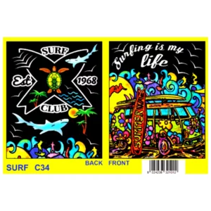 Raccoglitore con disegno in velluto da colorare, Surf, 27x37x4cm.