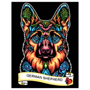 Quadro small con disegno in velluto da colorare: German Shepherd, 21x29,7cm_1