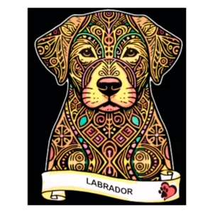 Quadro small con disegno in velluto da colorare: Labrador, 21x29,7cm