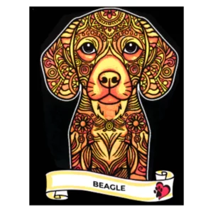 Quadro small con disegno in velluto da colorare: Beagle, 21x29,7cm