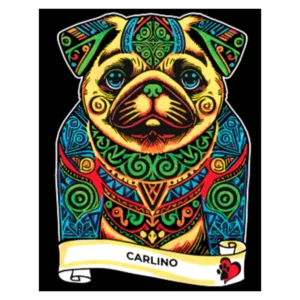 Quadro small con disegno in velluto da colorare: Carlino, 21x29,7cm