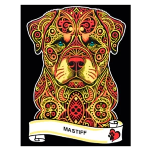 Quadro small con disegno in velluto da colorare: Mastiff, 21x29,7cm