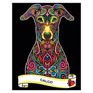 Quadro small con disegno in velluto da colorare: Galgo, 21x29,7cm
