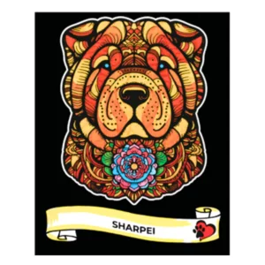 Quadro small con disegno in velluto da colorare: Sharpei, 21x29,7cm