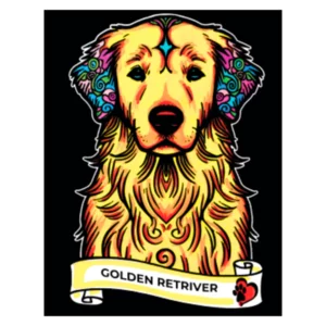 Quadro small con disegno in velluto da colorare: Golden Retriver, 21x29,7cm