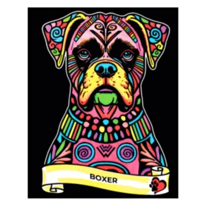 Quadro small con disegno in velluto da colorare: Boxer, 21x29,7cm