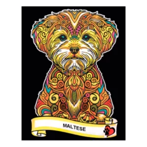 Quadro small con disegno in velluto da colorare: Maltese, 21x29,7cm