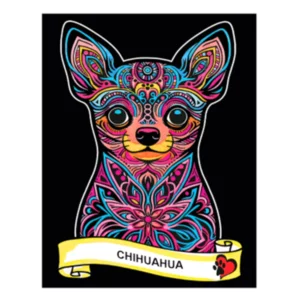 Quadro small con disegno in velluto da colorare: Chihuahua 2, 21x29,7cm