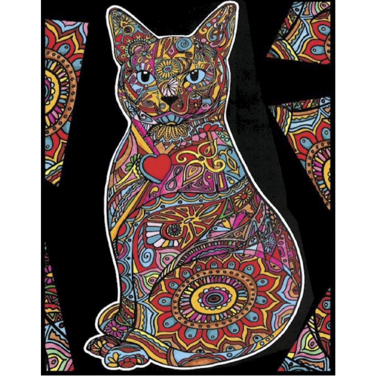 Quadro con disegno tracciato in velluto da colorare, gatto Pepper