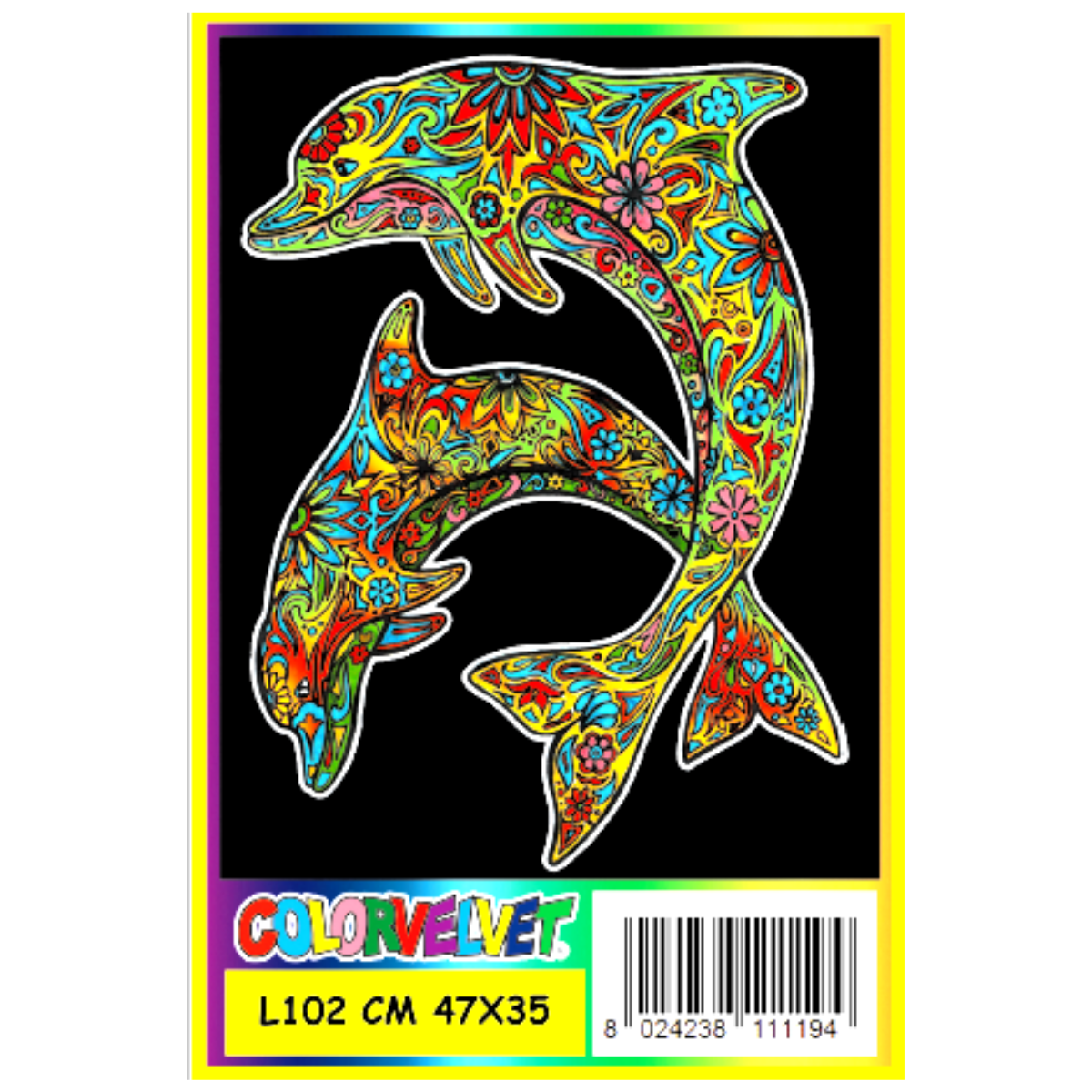 Quadro Colorvelvet: quadeero da colorare disegno in velluto con delfini