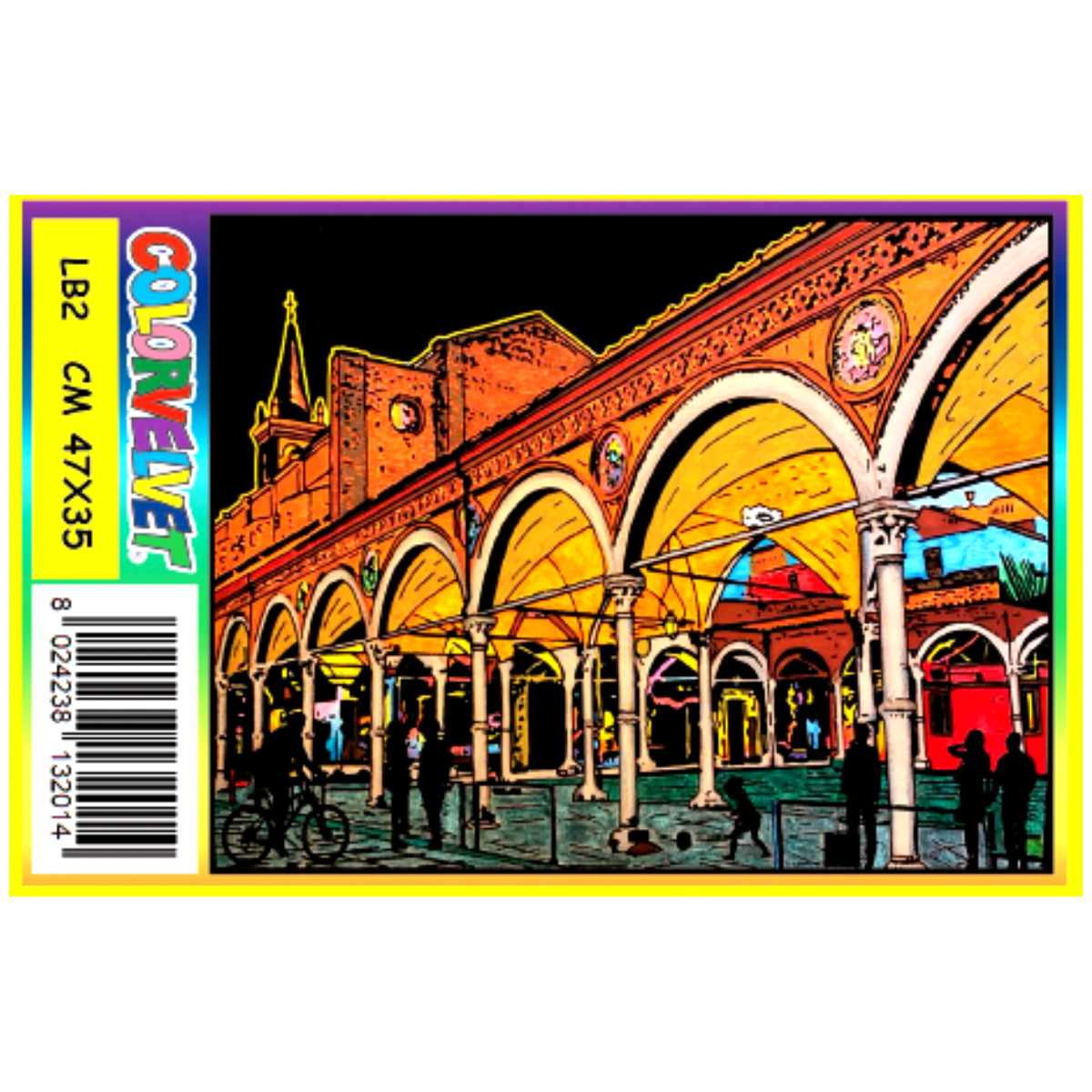 Quadro large con disegno in velluto da colorare: Circo, 47x35cm