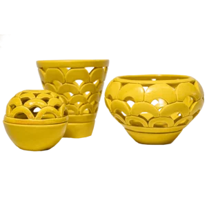 Cache-pot e contenitore sferico in ceramica, set da 2+1