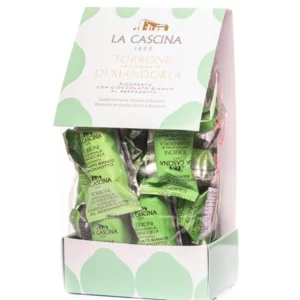 Torrone di mandorle ricoperto di cioccolato bianco al bergamotto, 300g
