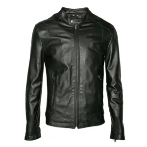 Blouson en cuir noir pour homme, modèle Massi