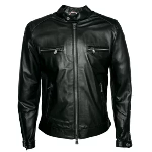 Blouson en cuir noir pour homme, modèle Michele