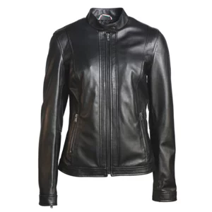 Blouson cuir femme, noir, modèle Viola