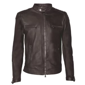 Blouson en cuir pour homme, marron, modèle Michele