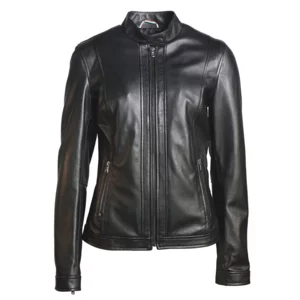 Giacca donna in pelle, nera, modello Viola