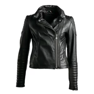 Giacca donna in pelle, nera, modello Gaia bike