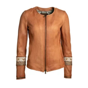 Giacca donna in pelle, cuoio, modello Irene Stones Vintage
