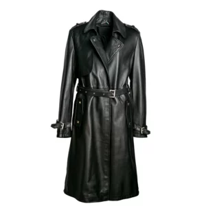 Trench in pelle donna nero, modello Trench Borchie