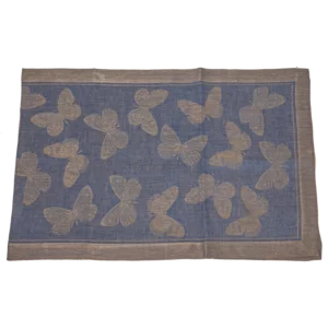 Rustikales Schmetterlings-Mittelstück aus Leinen mit Hohlsaum, 50 x 35 cm