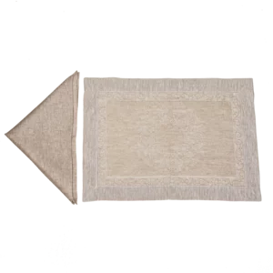 Nappe Rustique Ramage en lin avec ourlet, 170x170cm
