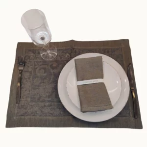 Sottopiatto Ramage rustica in lino con orlo a giorno, 50x35cm