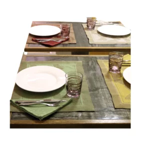 Sottopiatto Butterfly rustico in lino con orlo a giorno, 50x35cm